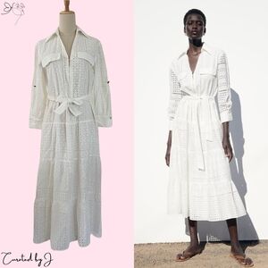 Zara White Eyelet Embroidered Dress